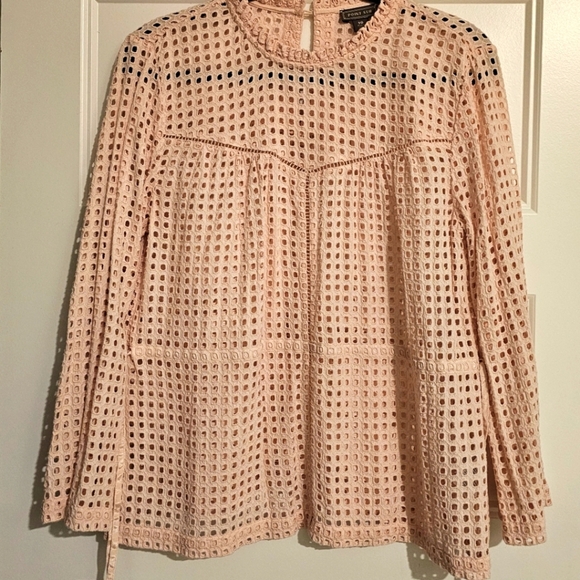 Point Sur J. Crew Pink Eyelet Embroidered Top sz 10 - Picture 3 of 5
